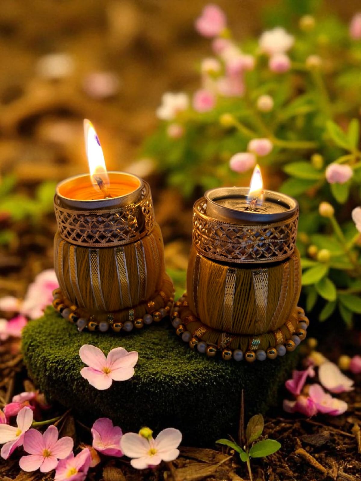 Diwali Tea-light Candle Holder Dholak Shaped Pack of 2