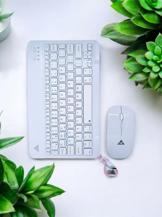 Wireless Keyboard with Dongle connector and Rechargeable Mouse