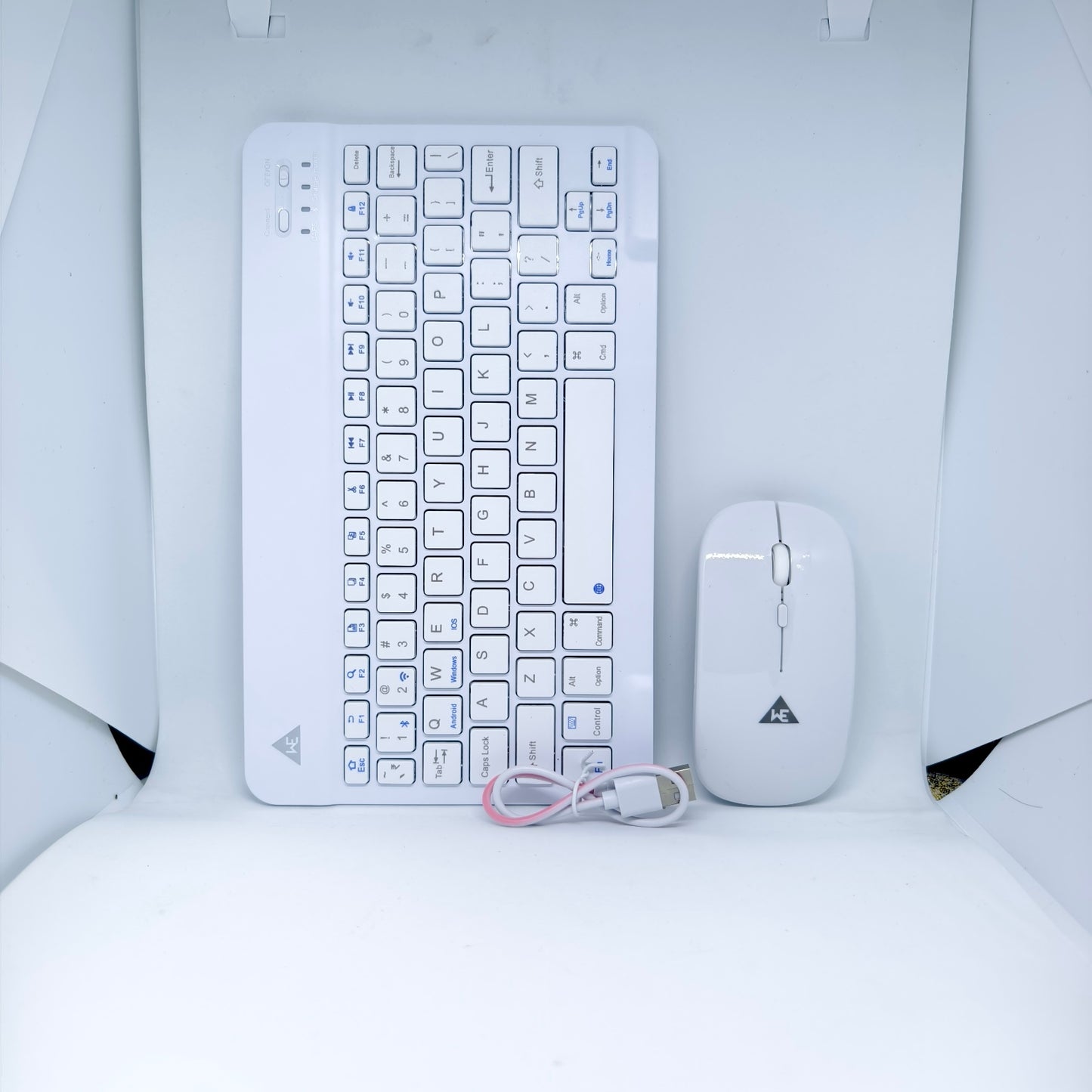 Wireless Keyboard with Dongle connector and Rechargeable Mouse