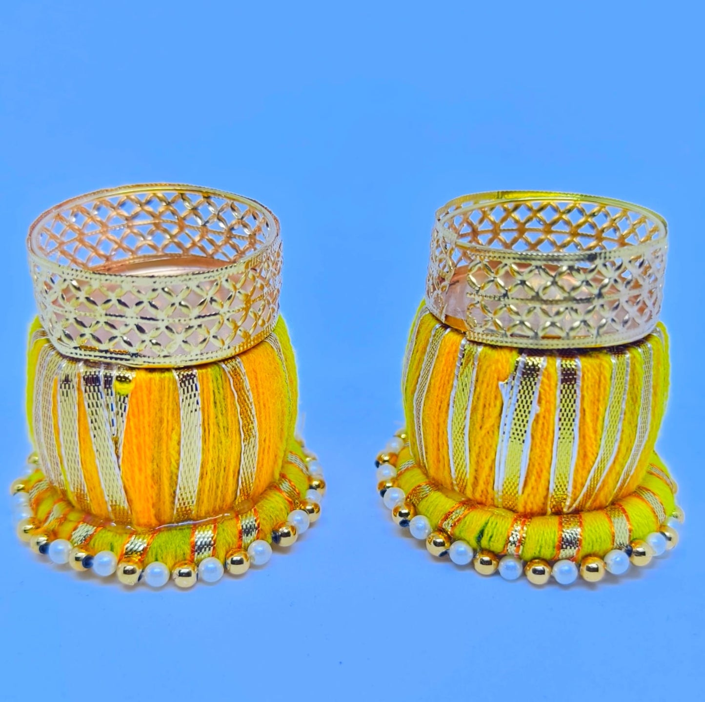 Diwali Tea-light Candle Holder Dholak Shaped Pack of 2